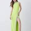 Buy ⌛ Karen Millen Tall Crystal Embellished Woven Maxi 👗 Dress - lime 🥰 -Karen Millen Outlet store bkk07836 lime xl