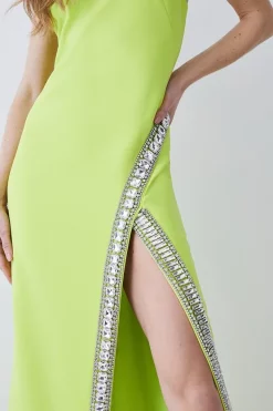 Buy ⌛ Karen Millen Tall Crystal Embellished Woven Maxi 👗 Dress - lime 🥰 -Karen Millen Outlet store bkk07836 lime xl 4