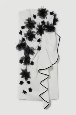 Deals 😉 Karen Millen Petite Bandeau Flower Applique Midi 👗 Dress - white 😍 -Karen Millen Outlet store bkk07853 white xl 4