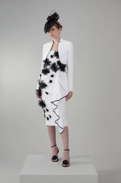 Deals 😉 Karen Millen Petite Bandeau Flower Applique Midi 👗 Dress - white 😍 -Karen Millen Outlet store bkk07853 white xl 5