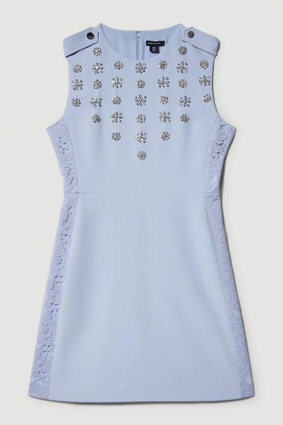 Deals 💯 Karen Millen Crystal Embellished Lace Mix Mini 👗 Dress ✔️ 6 Deals 💯 Karen Millen Crystal Embellished Lace Mix Mini 👗 Dress ✔️ - Image 4