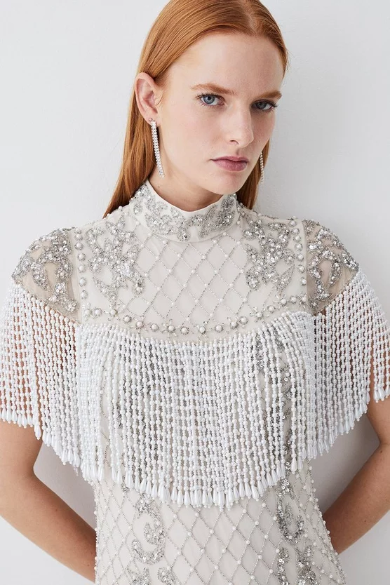 Brand new ๐ฅฐ Karen Millen Pearl Embellished Fringed Woven Mini ๐ Dress - ivory ๐ฏ 4 Brand new ๐ฅฐ Karen Millen Pearl Embellished Fringed Woven Mini ๐ Dress - ivory ๐ฏ - Image 2