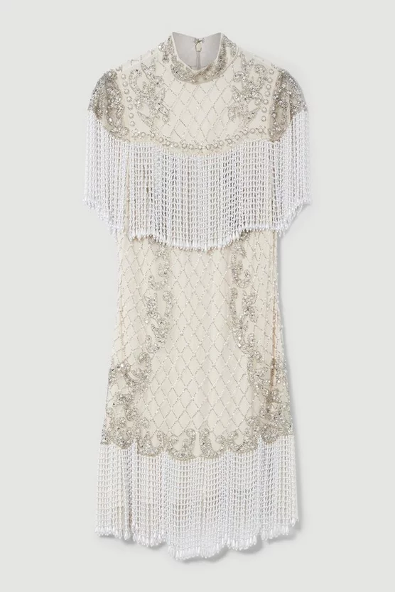 Brand new ๐ฅฐ Karen Millen Pearl Embellished Fringed Woven Mini ๐ Dress - ivory ๐ฏ 6 Brand new ๐ฅฐ Karen Millen Pearl Embellished Fringed Woven Mini ๐ Dress - ivory ๐ฏ - Image 4