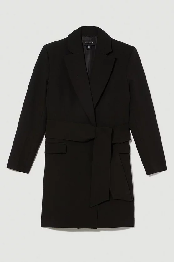 Hot Sale 💯 Karen Millen Stretch Cady Tie Belt Blazer Mini 👗 Dress - black ✨ 5 Hot Sale 💯 Karen Millen Stretch Cady Tie Belt Blazer Mini 👗 Dress - black ✨ - Image 4