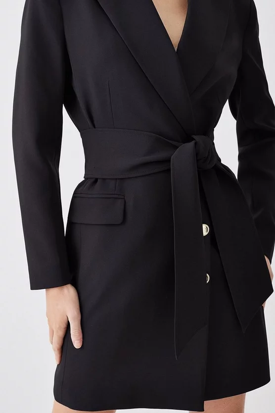 Hot Sale 💯 Karen Millen Stretch Cady Tie Belt Blazer Mini 👗 Dress - black ✨ 6 Hot Sale 💯 Karen Millen Stretch Cady Tie Belt Blazer Mini 👗 Dress - black ✨ - Image 5