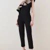 Hot Sale 🌟 Karen Millen Gold Jacquard Ruffle Structured Crepe Jumpsuit - black 🔔 1 Hot Sale 🌟 Karen Millen Gold Jacquard Ruffle Structured Crepe Jumpsuit - black 🔔 -Karen Millen Outlet store bkk07936 black xl