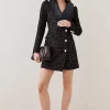 Budget 😀 Karen Millen Boucle Sparkle Tux Collared Mini 👗 Dress - black ⭐ -Karen Millen Outlet store bkk07949 black xl