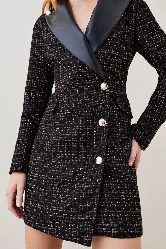 Budget ๐ Karen Millen Boucle Sparkle Tux Collared Mini ๐ Dress - black โญ 4 Budget ๐ Karen Millen Boucle Sparkle Tux Collared Mini ๐ Dress - black โญ - Image 2