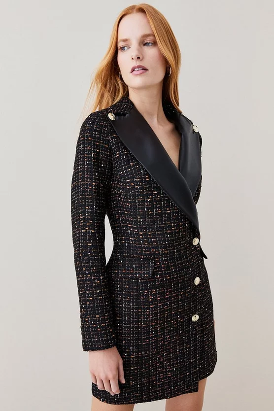 Budget ๐ Karen Millen Boucle Sparkle Tux Collared Mini ๐ Dress - black โญ 7 Budget ๐ Karen Millen Boucle Sparkle Tux Collared Mini ๐ Dress - black โญ - Image 5