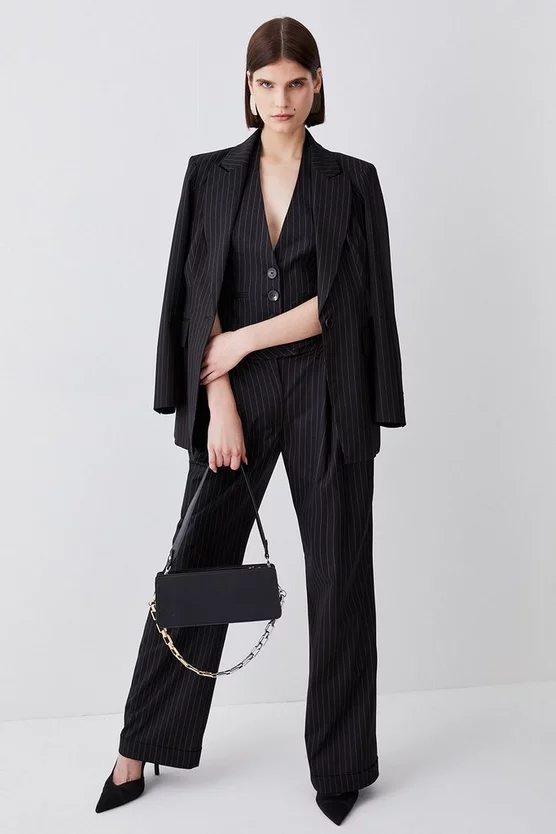 Best reviews of 💯 Karen Millen Pinstripe Single Breasted Blazer - black 🥰 5 Best reviews of 💯 Karen Millen Pinstripe Single Breasted Blazer - black 🥰 - Image 3