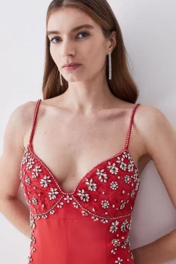 Deals 🔥 Karen Millen Embellished Lace Mix Strappy Woven Jumpsuit - raspberry 😀 12 Deals 🔥 Karen Millen Embellished Lace Mix Strappy Woven Jumpsuit - raspberry 😀 -Karen Millen Outlet store bkk07957 raspberry xl 4