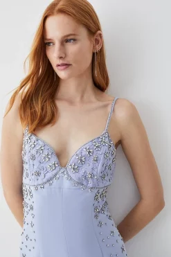 Best Sale 👏 Karen Millen Embellished Strappy Wide Leg Woven Jumpsuit - blue ✨ 12 Best Sale 👏 Karen Millen Embellished Strappy Wide Leg Woven Jumpsuit - blue ✨ -Karen Millen Outlet store bkk07958 blue xl 4