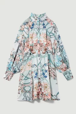 Cheapest ⌛ Karen Millen Mirrored Floral Satin Woven Mini 👗 Dress - sage 🛒 -Karen Millen Outlet store bkk07959 sage xl 3