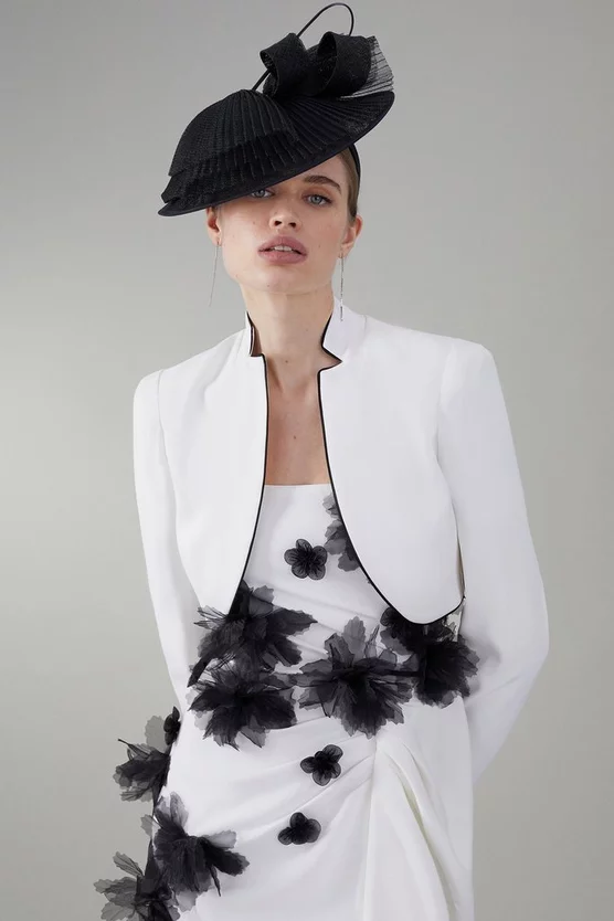 Hot Sale ๐งจ Karen Millen Petite Floral Applique Woven Cropped Blazer - mono โค๏ธ 3 Hot Sale ๐งจ Karen Millen Petite Floral Applique Woven Cropped Blazer - mono โค๏ธ