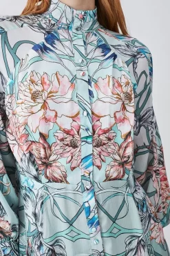 Best deal 😍 Karen Millen Mirrored Floral Satin Woven Midi 👗 Dress - sage ✔️ -Karen Millen Outlet store bkk07966 sage xl 4