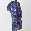 Budget 🌟 Karen Millen Plus Size Boarder Floral Print Satin Woven Midi 👗 Dress - purple 🔥 -Karen Millen Outlet store bkk07987 purple xl