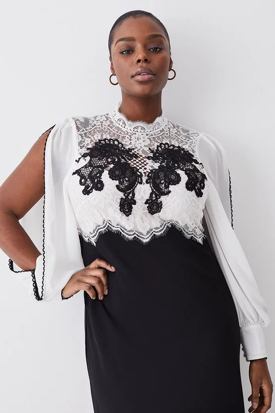 Discount ๐ฅฐ Karen Millen Plus Size Lace Embroidered Woven Midi ๐ Dress - mono โค๏ธ 4 Discount ๐ฅฐ Karen Millen Plus Size Lace Embroidered Woven Midi ๐ Dress - mono โค๏ธ - Image 2