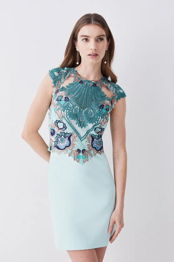 Wholesale ๐ Karen Millen Metallic Guipure Lace Mirrored Mini ๐ Dress - mint ๐งจ 3 Wholesale ๐ Karen Millen Metallic Guipure Lace Mirrored Mini ๐ Dress - mint ๐งจ