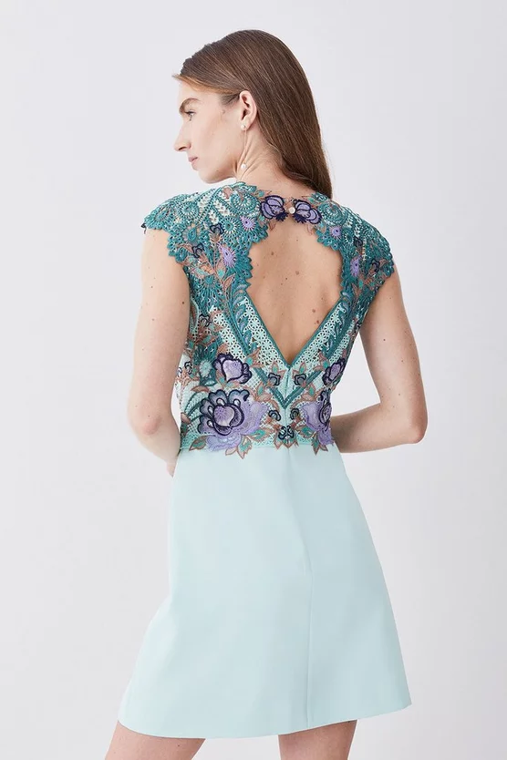 Wholesale ๐ Karen Millen Metallic Guipure Lace Mirrored Mini ๐ Dress - mint ๐งจ 5 Wholesale ๐ Karen Millen Metallic Guipure Lace Mirrored Mini ๐ Dress - mint ๐งจ - Image 3