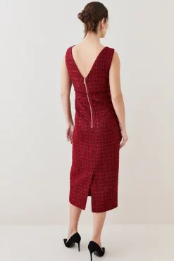 Best deal 🎁 Karen Millen Tweed Frayed Waistband Detail Midi 👗 Dress - red 🌟 10 Best deal 🎁 Karen Millen Tweed Frayed Waistband Detail Midi 👗 Dress - red 🌟 -Karen Millen Outlet store bkk08015 red xl 2