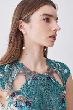 Flash Sale ✨ Karen Millen Petite Metallic Guipure Lace Pleated 👗 Skirt Midi 👗 Dress - ivory ✨ 12 Flash Sale ✨ Karen Millen Petite Metallic Guipure Lace Pleated 👗 Skirt Midi 👗 Dress - ivory ✨ -Karen Millen Outlet store bkk08021 ivory xl 4