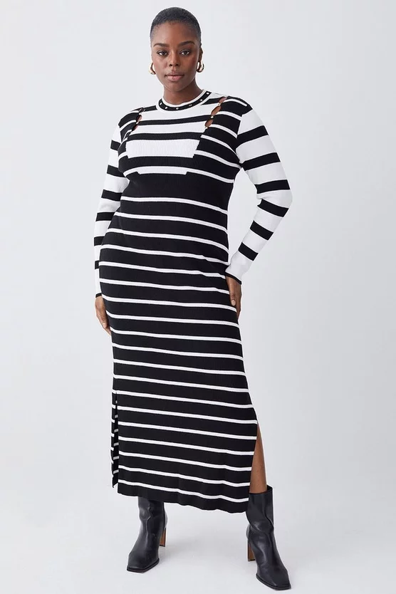 Coupon ๐ฅ Karen Millen Plus Size Viscose Blend Warm Touch Stripe Knit Midi ๐ Dress - mono ๐งจ 3 Coupon ๐ฅ Karen Millen Plus Size Viscose Blend Warm Touch Stripe Knit Midi ๐ Dress - mono ๐งจ