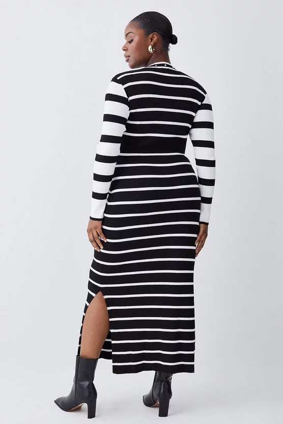 Coupon ๐ฅ Karen Millen Plus Size Viscose Blend Warm Touch Stripe Knit Midi ๐ Dress - mono ๐งจ 5 Coupon ๐ฅ Karen Millen Plus Size Viscose Blend Warm Touch Stripe Knit Midi ๐ Dress - mono ๐งจ - Image 3