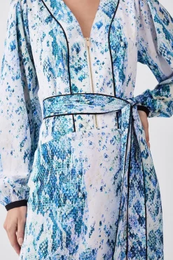 Buy ⌛ Karen Millen Petite Soft Snake Print Satin Piped Zip Front Midi 👗 Dress 😍 -Karen Millen Outlet store bkk08089 snake xl 4