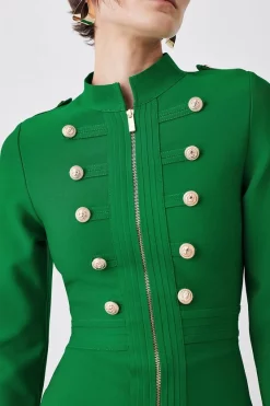 New 🔔 Karen Millen Long Sleeve Military Trim A-line Bandage Knit Mini 👗 Dress 😀 13 New 🔔 Karen Millen Long Sleeve Military Trim A-line Bandage Knit Mini 👗 Dress 😀 -Karen Millen Outlet store bkk08090 green xl 4