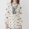 Discount 👍 Karen Millen Mixed Dot Piped Ruffle Belted Mini 👗 Dress - white 🌟 -Karen Millen Outlet store bkk08095 white xl