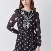 Budget ๐ Karen Millen Mono Mixed Dot Piped Ruffle Belted Mini ๐ Dress โ๏ธ 1 Budget ๐ Karen Millen Mono Mixed Dot Piped Ruffle Belted Mini ๐ Dress โ๏ธ -Karen Millen Outlet store bkk08096 mono xl