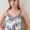 Cheap 😍 Karen Millen Conversational Leopard Satin Nightwear Cami - mono 🎁 -Karen Millen Outlet store bkk08121 mono xl