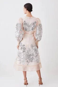 Budget ⭐ Karen Millen Petite Applique Organdie Woven Maxi 👗 Dress - blush 🔥 -Karen Millen Outlet store bkk08153 blush xl 2