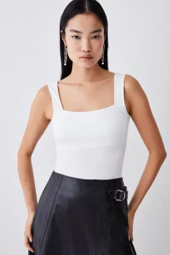 Coupon ⭐ Karen Millen Slinky Smoothing Essentials Thick Strap Vest Top - cream ⌛