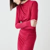 Best Sale ⭐ Karen Millen Jersey Crepe Rouched Long Sleeve Mini 👗 Dress - fuchsia 🔥 -Karen Millen Outlet store bkk08168 fuchsia xl
