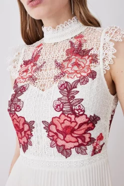 Cheapest 🔔 Karen Millen Rose Guipure Lace Woven Pleat 👗 Skirt Midi 👗 Dress 🎉 -Karen Millen Outlet store bkk08195 rose xl 4