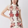Promo 👏 Karen Millen Rose Guipure Lace Embroidered Mini 👗 Dress ⭐ -Karen Millen Outlet store bkk08196 rose xl