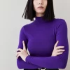 Hot Sale 🤩 Karen Millen Premium Wool Blend High Neck Jersey Top ✨ -Karen Millen Outlet store bkk08200 purple xl