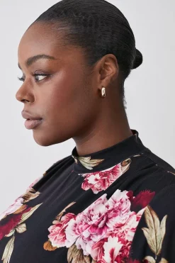 New ✔️ Karen Millen Plus Size Belted Viscose Blend Long Sleeve Jersey Midi 👗 Dress 🛒 -Karen Millen Outlet store bkk08207 floral xl 4