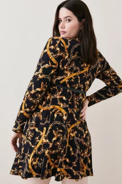Buy ⭐ Karen Millen Plus Size Belted Viscose Blend Long Sleeve Jersey Mini 👗 Dress ❤️ -Karen Millen Outlet store bkk08208 chain xl 2
