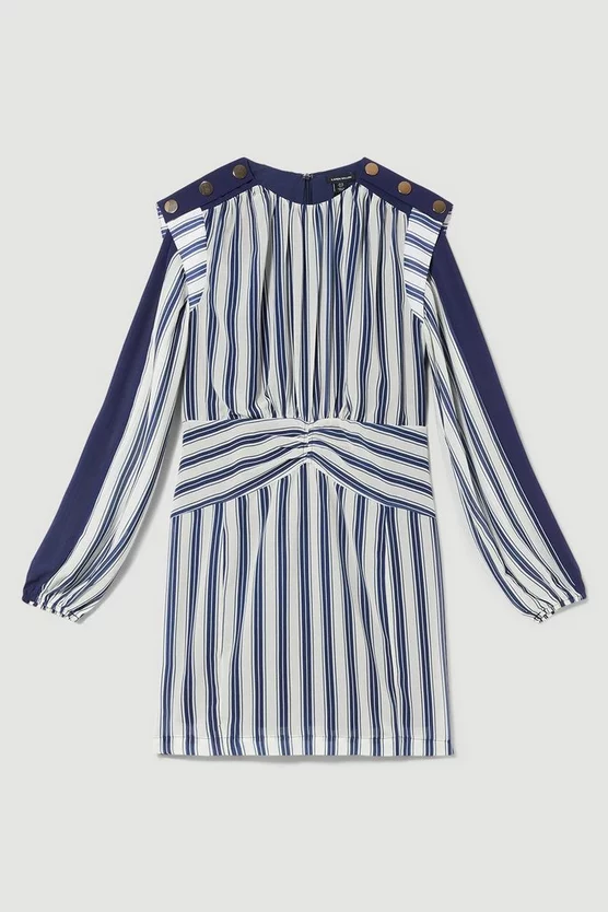 Brand new ❤️ Karen Millen Military Stripe Twist Detail Mini 👗 Dress - navy 👏 6 Brand new ❤️ Karen Millen Military Stripe Twist Detail Mini 👗 Dress - navy 👏 - Image 4