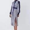 Wholesale 🎁 Karen Millen Military Stripe Woven Midi 👗 Dress - navy 🎁 -Karen Millen Outlet store bkk08215 navy xl