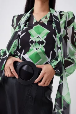 Cheapest ๐ฏ Karen Millen Jigsaw Geo Georgette Tie Neck Blouse ๐ 11 Cheapest ๐ฏ Karen Millen Jigsaw Geo Georgette Tie Neck Blouse ๐ -Karen Millen Outlet store bkk08216 geo xl 2