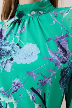 Flash Sale ⭐ Karen Millen Green Rose Georgette Blouse - apple green 😀 -Karen Millen Outlet store bkk08217 apple20green xl 2