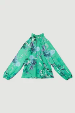Flash Sale ⭐ Karen Millen Green Rose Georgette Blouse - apple green 😀 -Karen Millen Outlet store bkk08217 apple20green xl 3