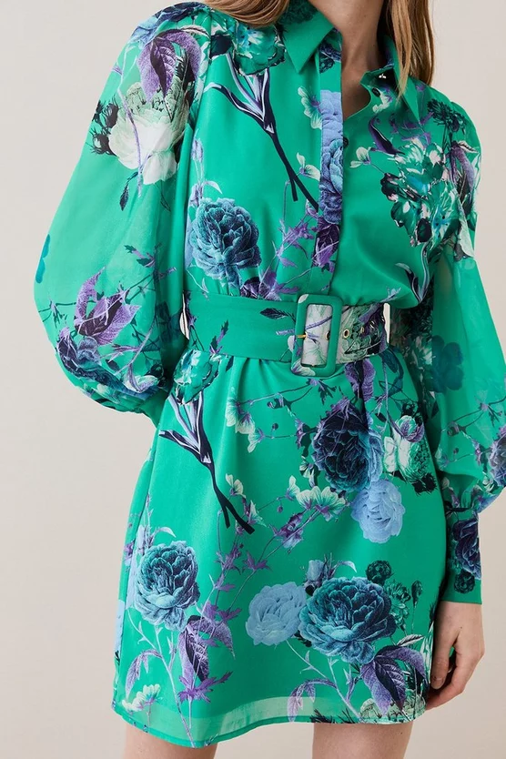 Best Pirce ✔️ Karen Millen Green Rose Georgette Belted Woven 👕 Shirt 👗 Dress - apple green ✨ 5 Best Pirce ✔️ Karen Millen Green Rose Georgette Belted Woven 👕 Shirt 👗 Dress - apple green ✨ - Image 3