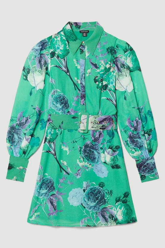 Best Pirce ✔️ Karen Millen Green Rose Georgette Belted Woven 👕 Shirt 👗 Dress - apple green ✨ 6 Best Pirce ✔️ Karen Millen Green Rose Georgette Belted Woven 👕 Shirt 👗 Dress - apple green ✨ - Image 4