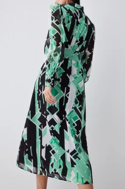 Promo 🎉 Karen Millen Jigsaw Geo Georgette Pleated Woven 👕 Shirt 👗 Dress 🤩 -Karen Millen Outlet store bkk08220 geo xl 5