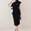 Buy ⌛ Karen Millen Structured Crepe Asymmetric Ruffle Midi 👗 Dress - mono 😀 2 Buy ⌛ Karen Millen Structured Crepe Asymmetric Ruffle Midi 👗 Dress - mono 😀 -Karen Millen Outlet store bkk08225 mono xl