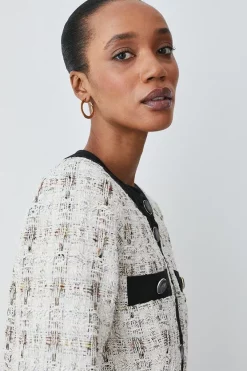 Cheap 🥰 Karen Millen Tweed Button Front Trophy Jacket - cream 🛒 -Karen Millen Outlet store bkk08228 cream xl 4